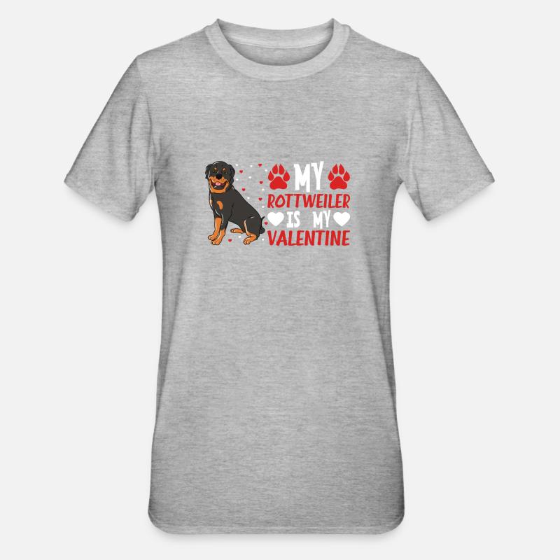 Mon Rottweiler est mon Valentin - T-shirt polycoton Unisexe - gris chiné