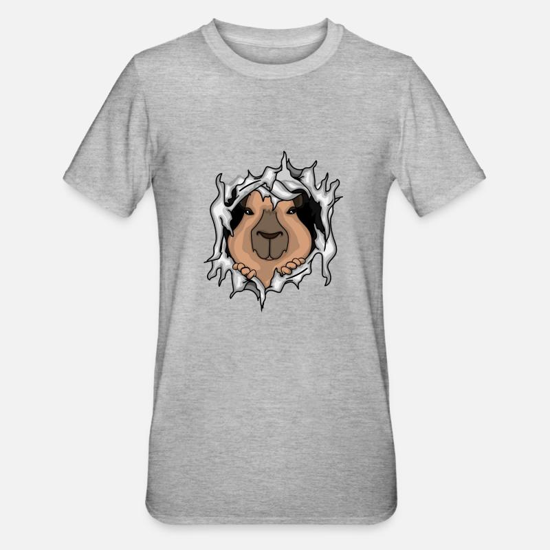 Capybara Cadeau Enfants Mignon Capybara - T-shirt polycoton Unisexe - gris chiné