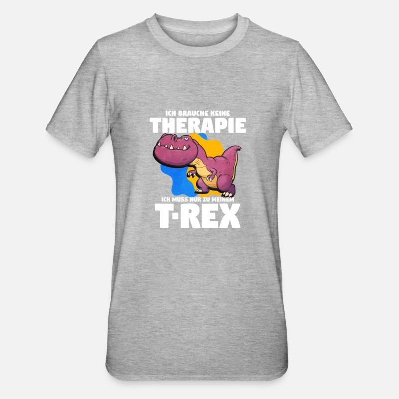 T-Rex - Unisex Polycotton T-Shirt - Grau meliert