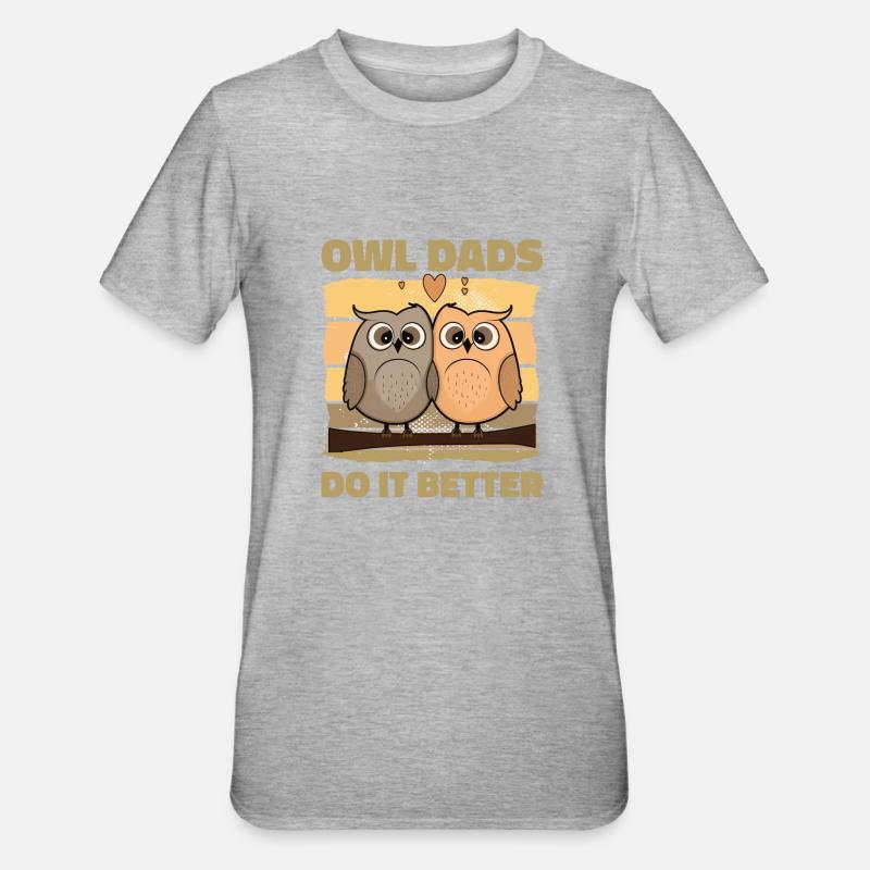 Owl Dads Do It Better - Unisex Polycotton T-Shirt - Grau meliert
