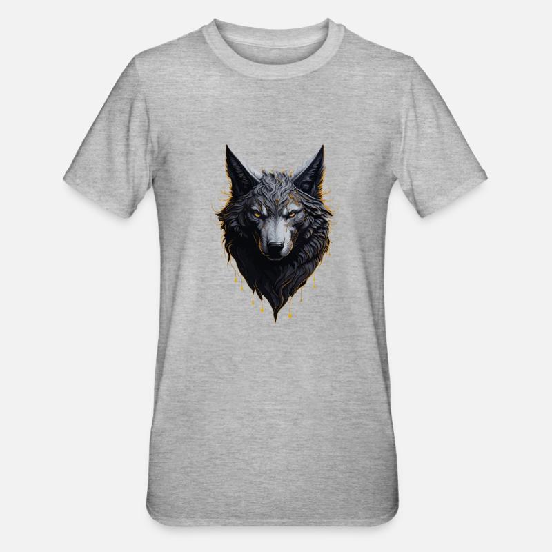 WOLF DESIGN - Unisex Polycotton T-Shirt - Grau meliert