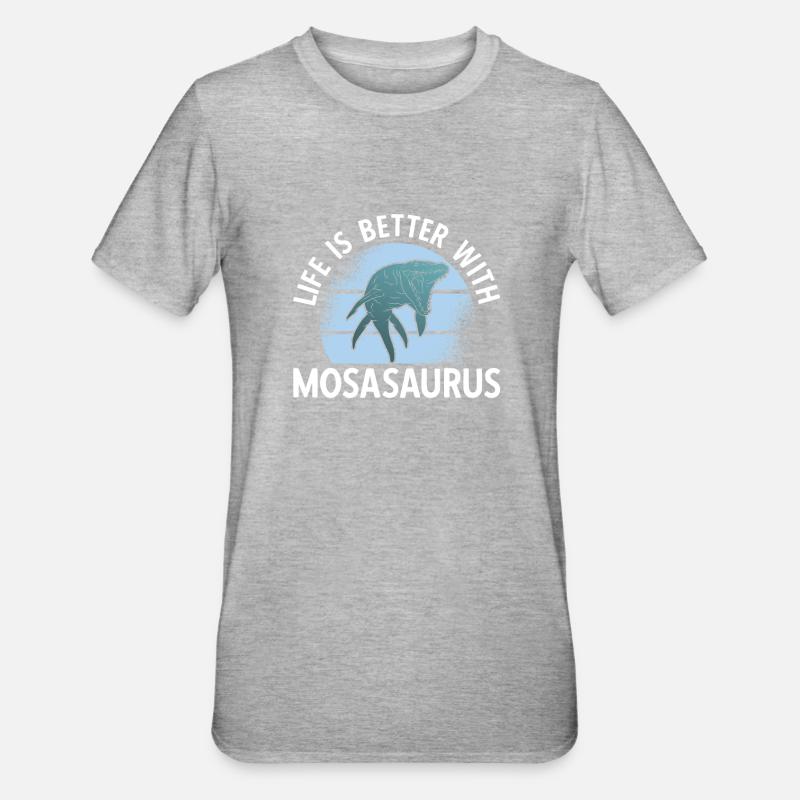 Life Is Better With Mosasaurus - Unisex Polycotton T-Shirt - heather grey