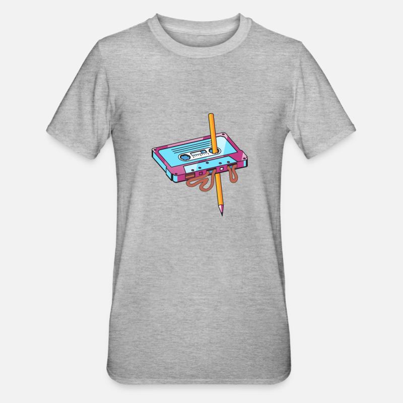 Cassette Mixtape Classic Audio Tape avec crayon - T-shirt polycoton Unisexe - gris chiné