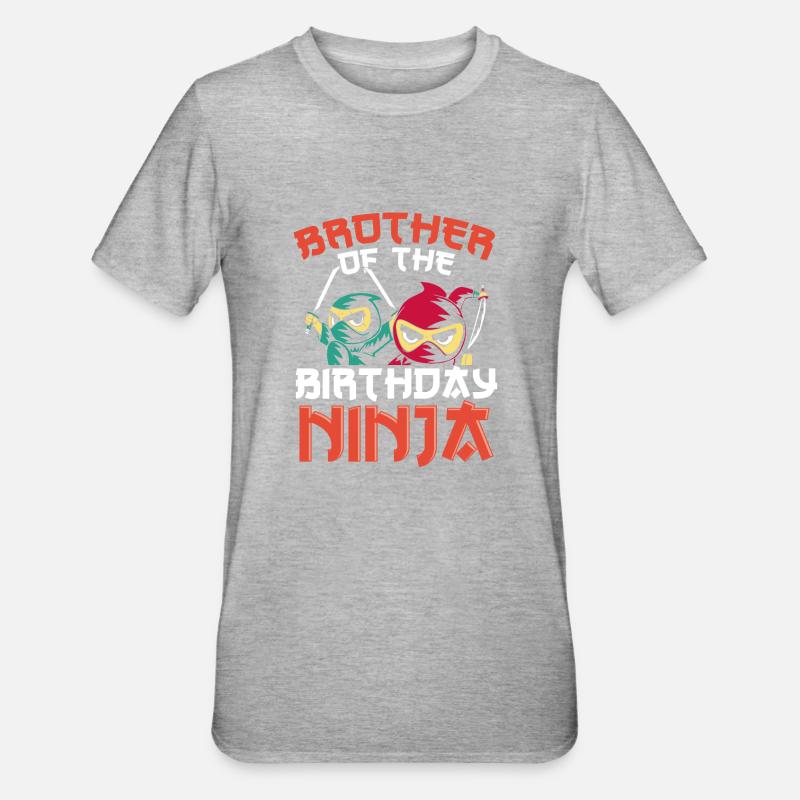 Frère du ninja d’anniversaire - T-shirt polycoton Unisexe - gris chiné