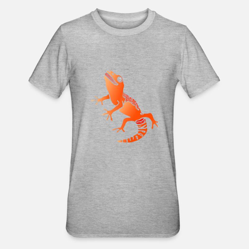 Salamander Gecko Eidechse - Unisex Polycotton T-Shirt - Grau meliert