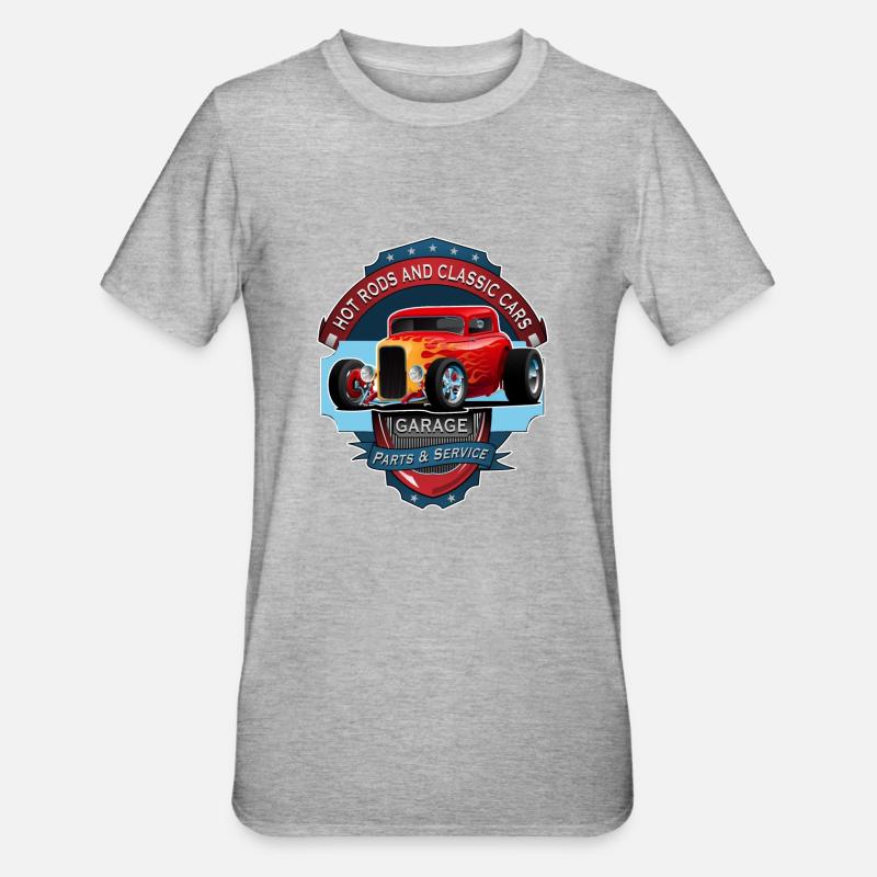 OLDTIMER - AUTOWERKSTATT - Unisex Polycotton T-Shirt - Grau meliert