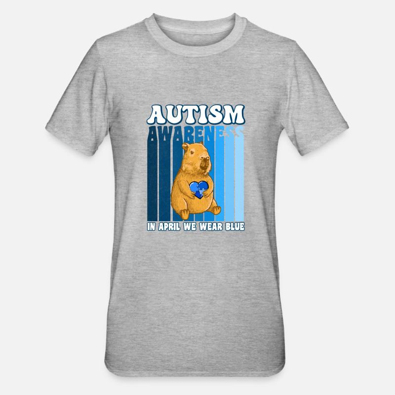 Capybara Sensibilisation à l’autisme - T-shirt polycoton Unisexe - gris chiné