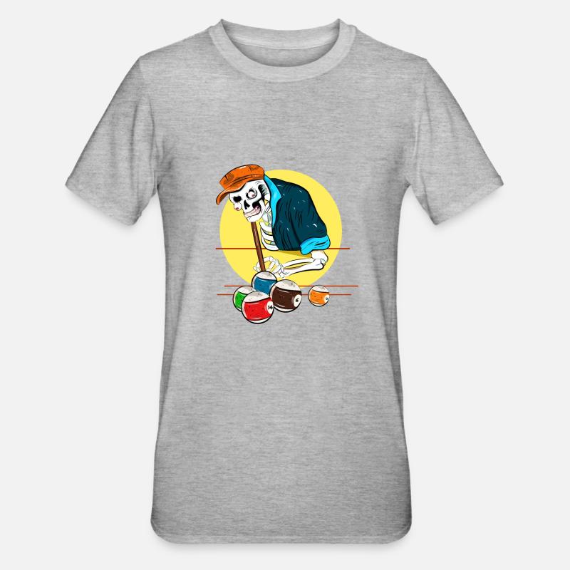 Skeleton Playing Billiards - Unisex Polycotton T-Shirt - heather grey