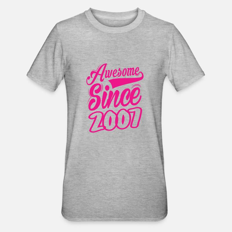 Awesome Since 2007 - Unisex Polycotton T-Shirt - heather grey