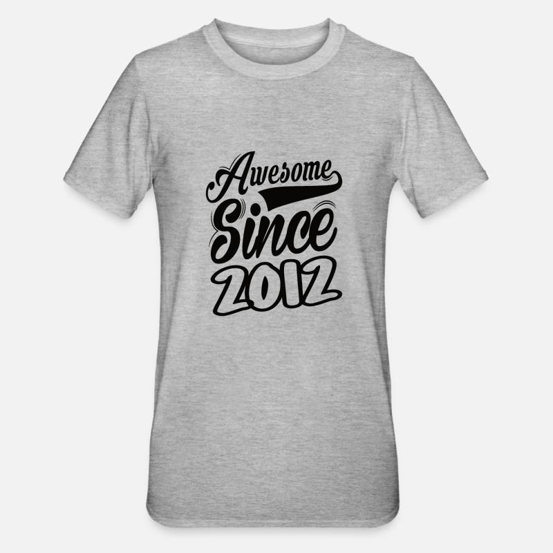 Awesome Since 2012 - Unisex Polycotton T-Shirt - heather grey