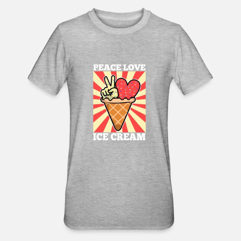 Crème glacée Peace Love - T-shirt polycoton Unisexe - gris chiné