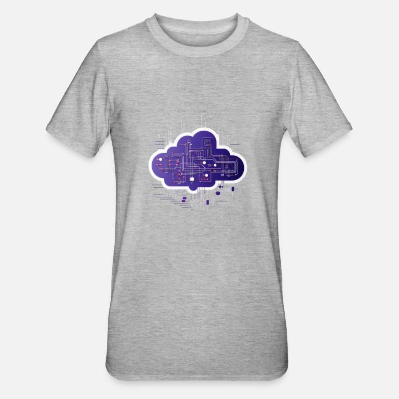 Cloud-Computing-Computerelektronik-Schaltung - Unisex Polycotton T-Shirt - Grau meliert