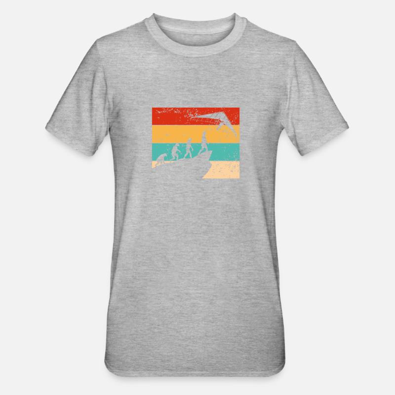 Retro drachenflug evolution - Unisex Polycotton T-Shirt - Grau meliert