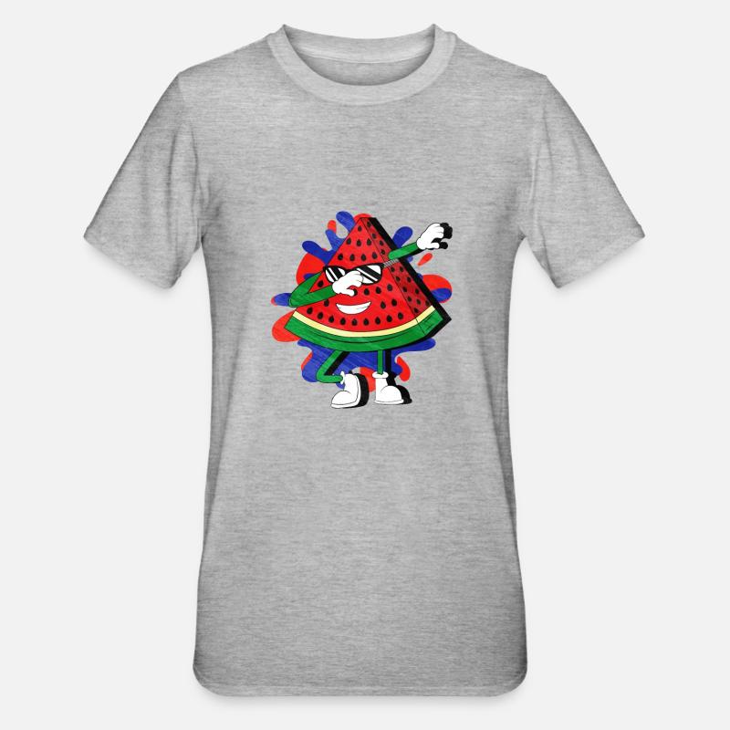 Wassermelone - Unisex Polycotton T-Shirt - Grau meliert