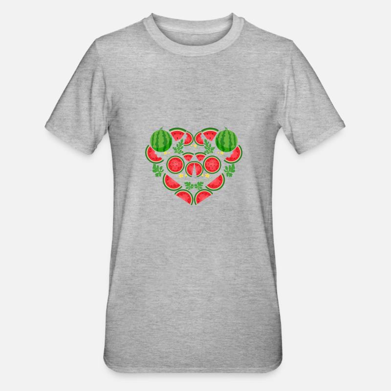 Wassermelone - Unisex Polycotton T-Shirt - Grau meliert