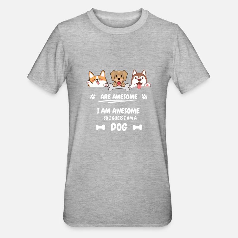 Chiots mignons - T-shirt polycoton Unisexe - gris chiné