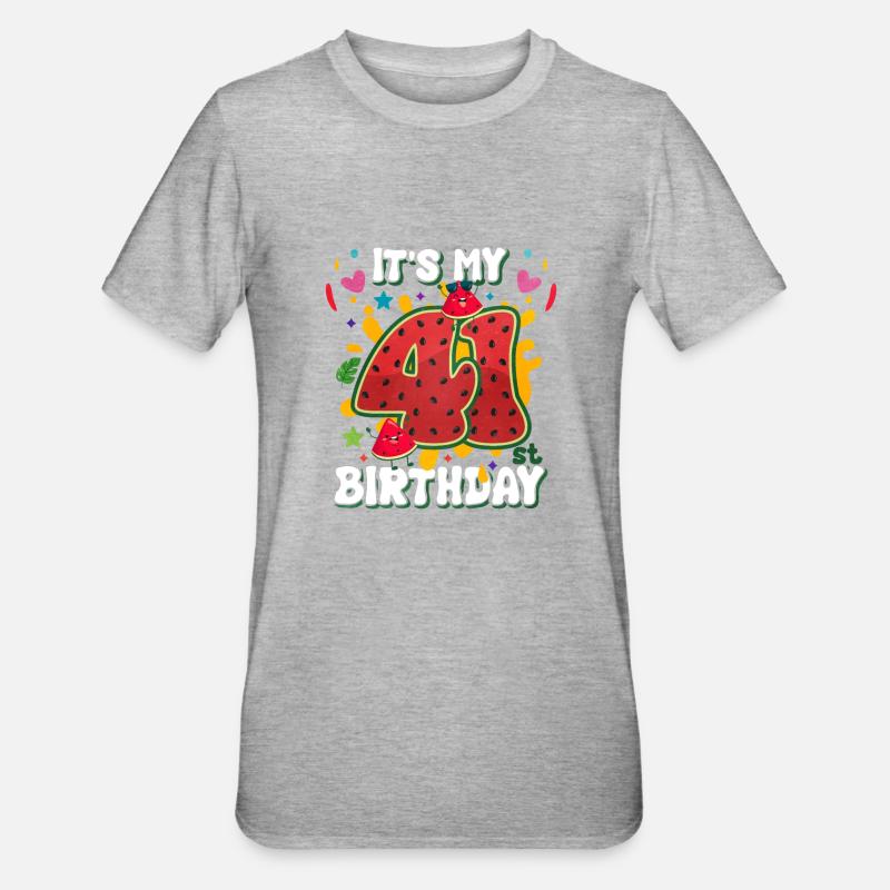 41e anniversaire Pastèque - T-shirt polycoton Unisexe - gris chiné