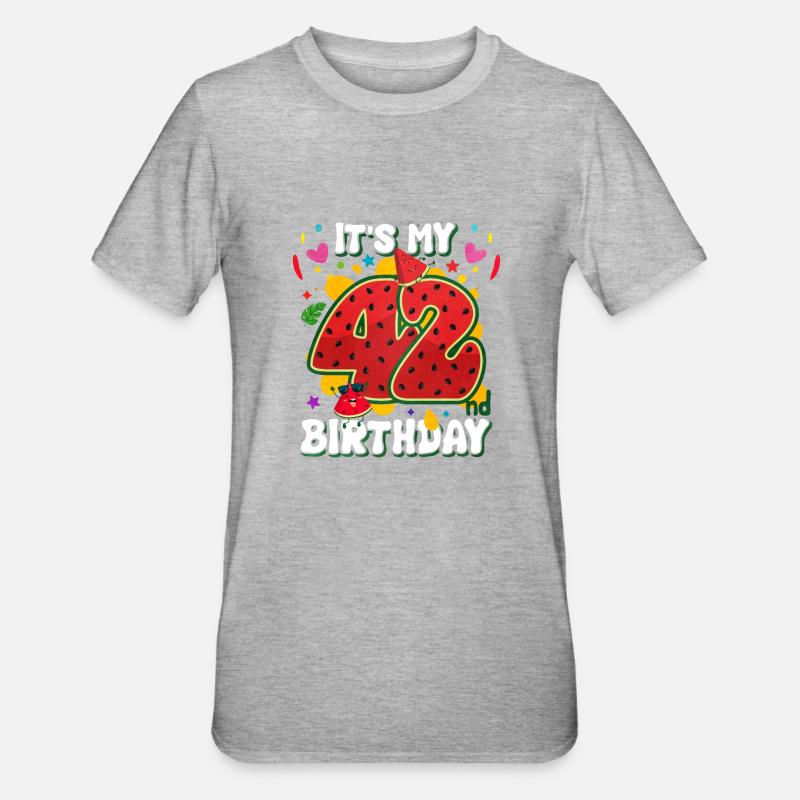 42e anniversaire Pastèque - T-shirt polycoton Unisexe - gris chiné
