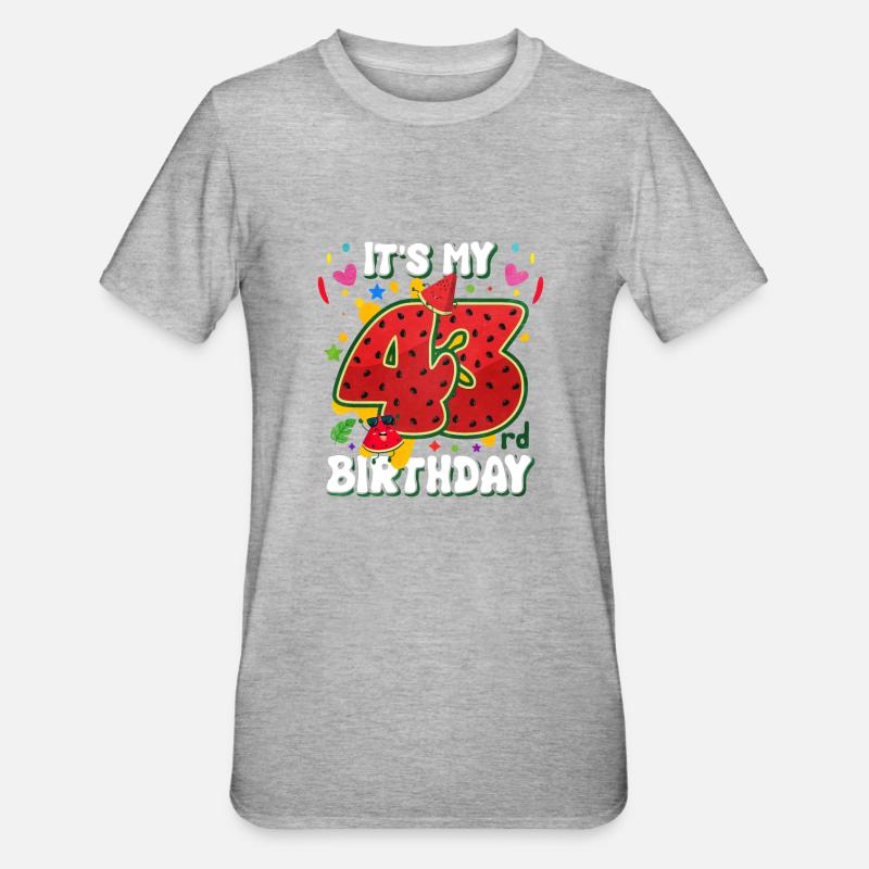 43e anniversaire Pastèque - T-shirt polycoton Unisexe - gris chiné