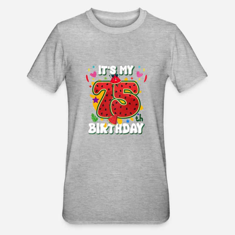 75e anniversaire pastèque - T-shirt polycoton Unisexe - gris chiné