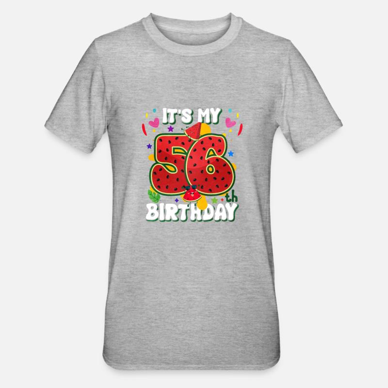 56e anniversaire de la pastèque - T-shirt polycoton Unisexe - gris chiné