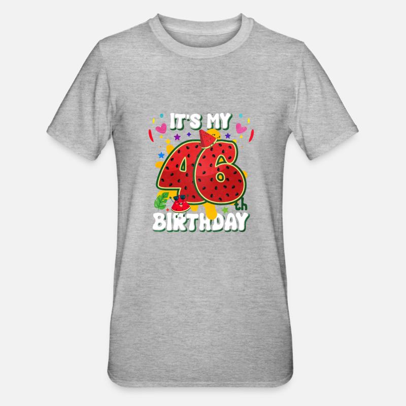 46e anniversaire Pastèque - T-shirt polycoton Unisexe - gris chiné