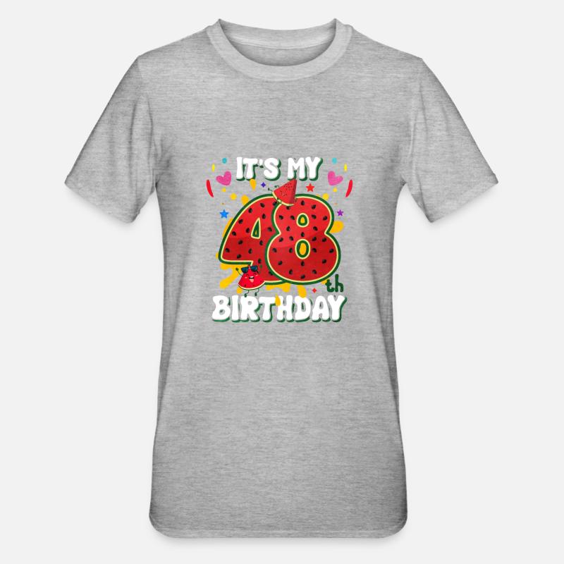 48e anniversaire Pastèque - T-shirt polycoton Unisexe - gris chiné