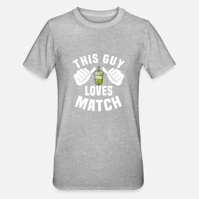 This guy loves matcha - Unisex Polycotton T-Shirt - heather grey