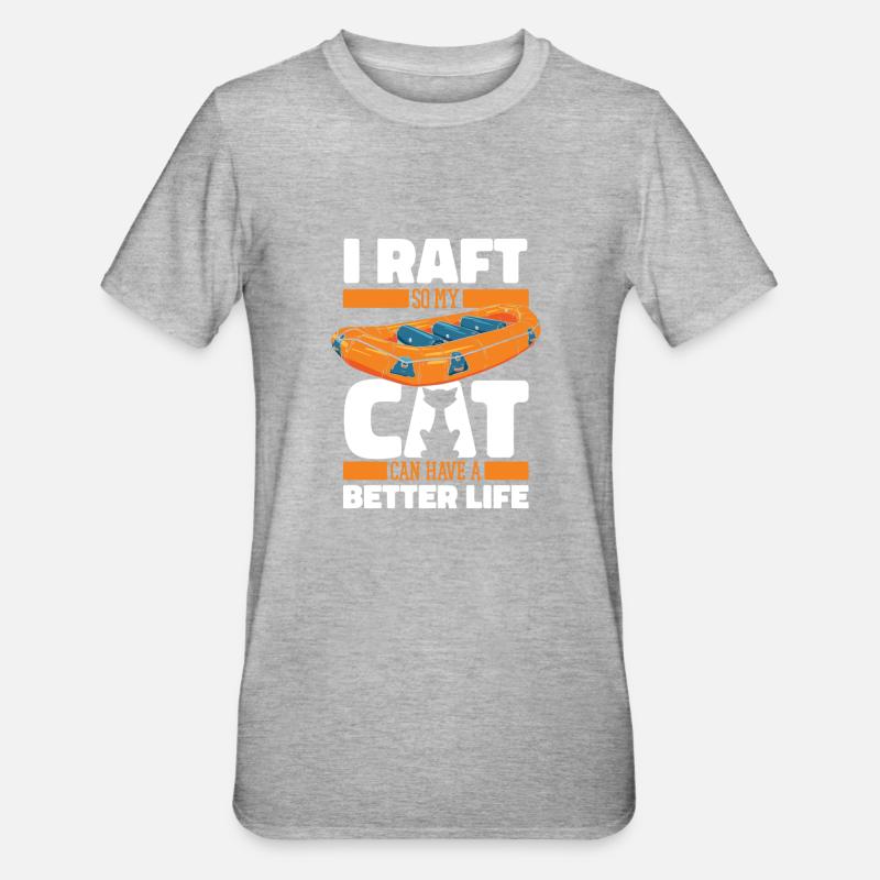 Rafting Cat - T-shirt polycoton Unisexe - gris chiné