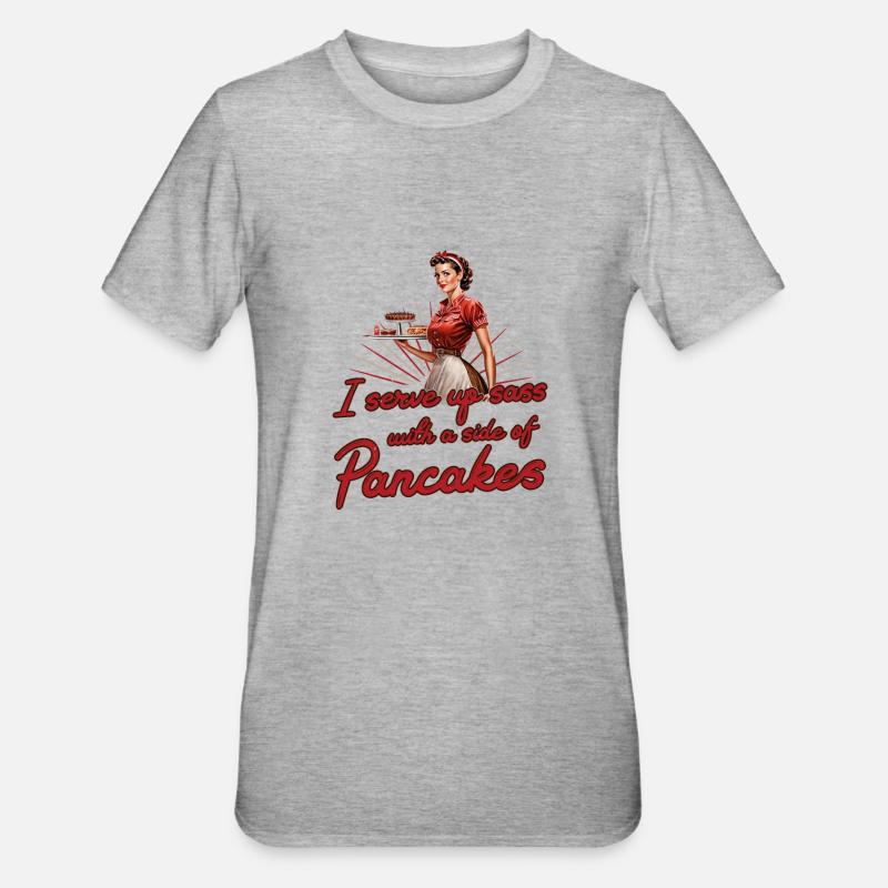 Diner Bar Kellnerin Kellner - Unisex Polycotton T-Shirt - Grau meliert