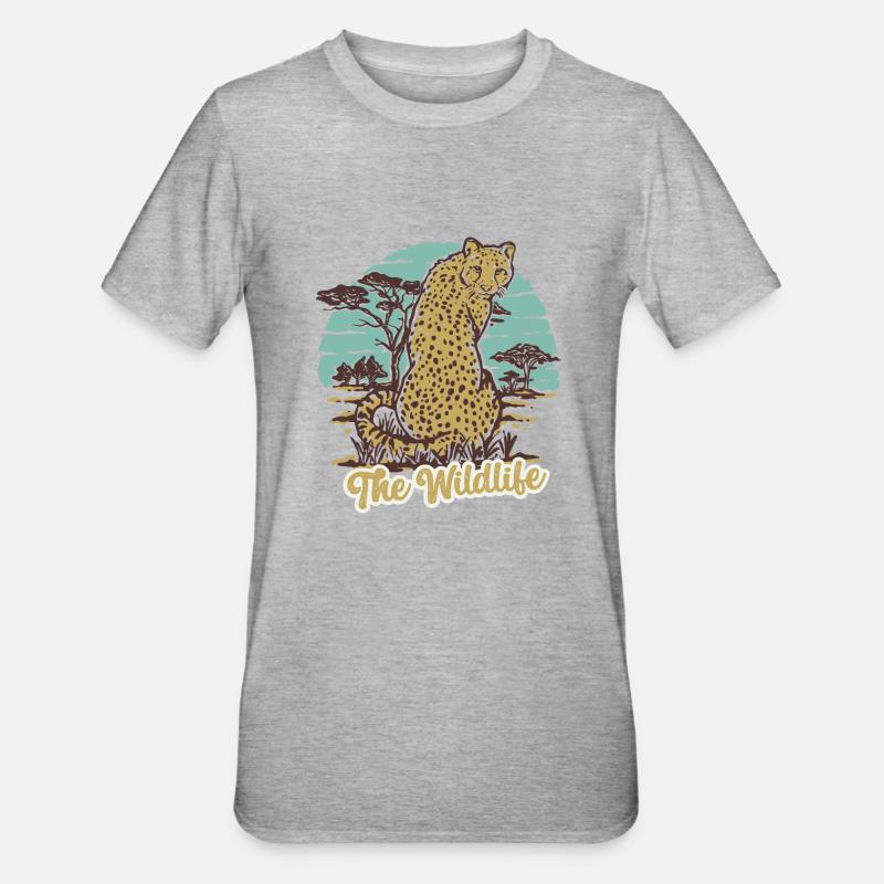 Le guépard de la faune - T-shirt polycoton Unisexe - gris chiné