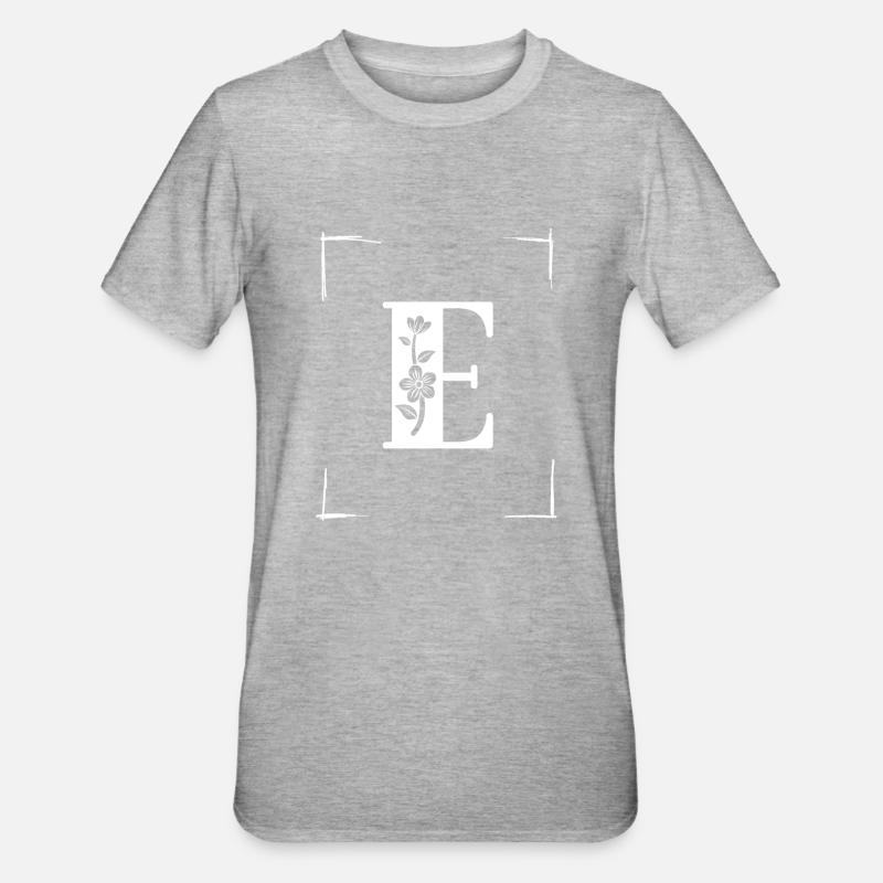 letter E initial - Unisex Polycotton T-Shirt - heather grey