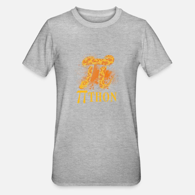 Pi Die Schlange Python - Unisex Polycotton T-Shirt - Grau meliert