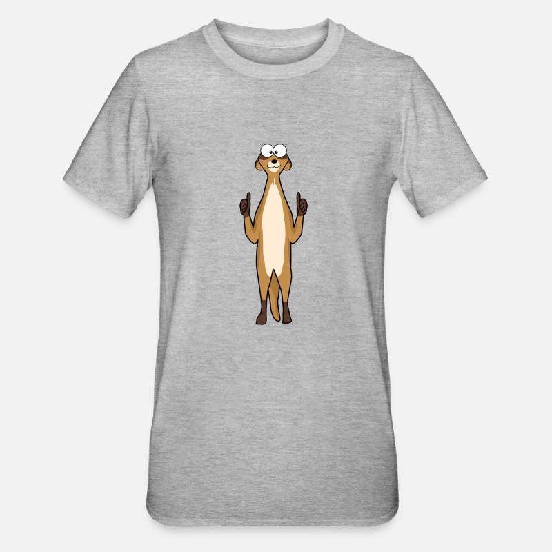 Erdmännchen Daumen hoch - Unisex Polycotton T-Shirt - Grau meliert