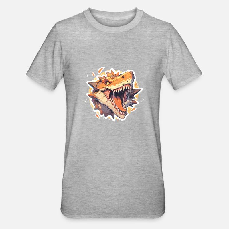 Dinosaure TRex - T-shirt polycoton Unisexe - gris chiné