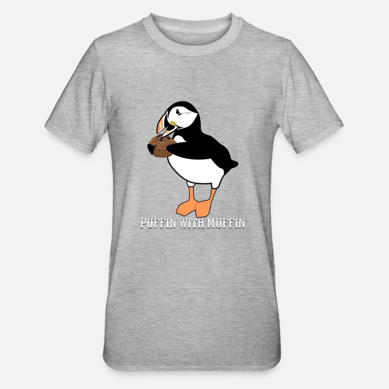 Macareux avec macareux moines - T-shirt polycoton Unisexe - gris chiné