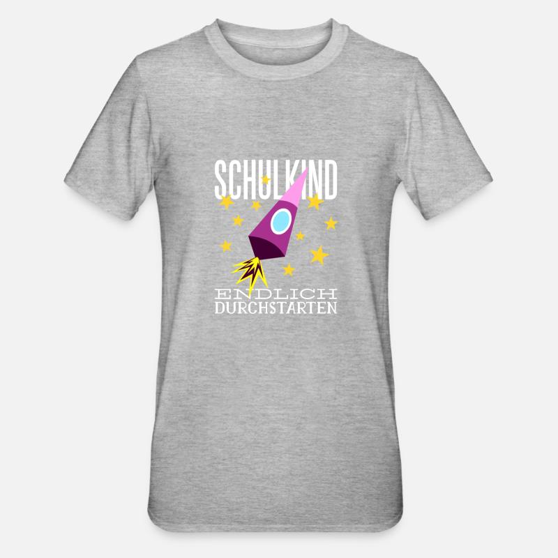 Schulkind Endlich Durchstarten - Unisex Polycotton T-Shirt - Grau meliert