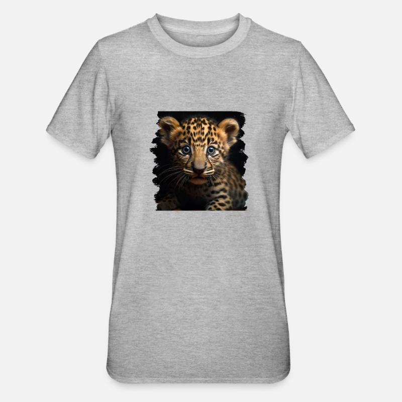 Leoparden Leoparde réaliste Leopard - T-shirt polycoton Unisexe - gris chiné