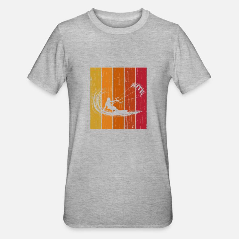 Kite Kitesurfer rétro - T-shirt polycoton Unisexe - gris chiné