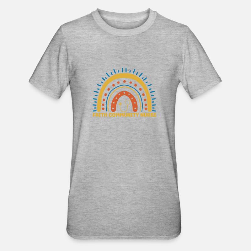 Gemeindekrankenschwester Boho Regenbogen - Unisex Polycotton T-Shirt - Grau meliert