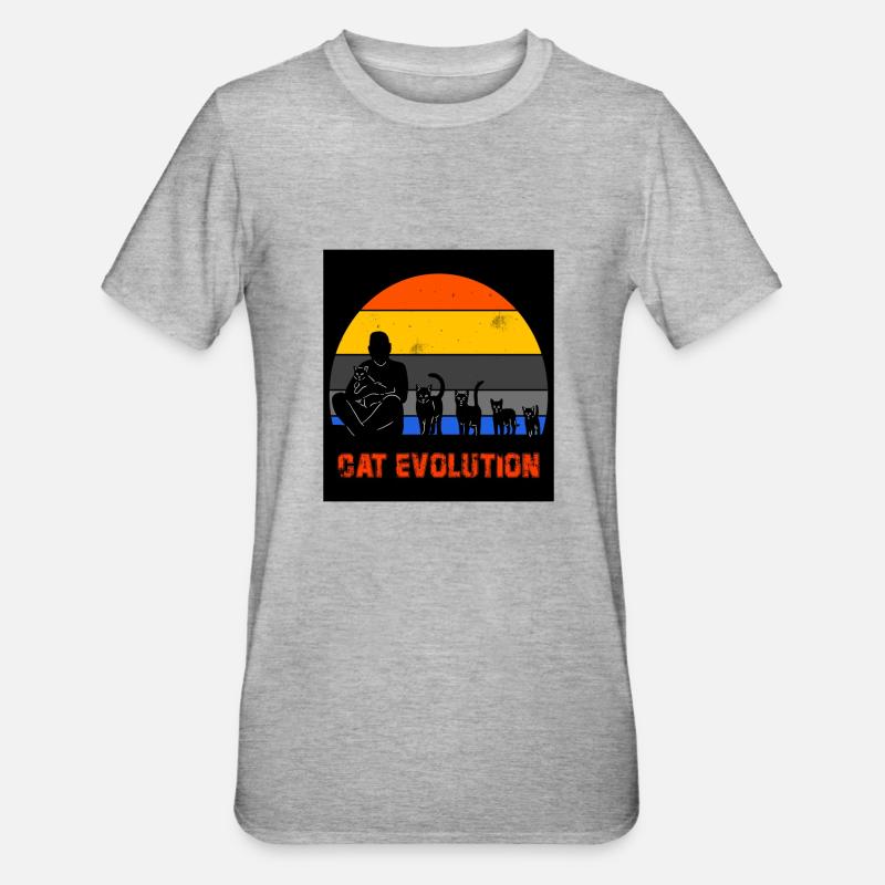 Évolution du chat - T-shirt polycoton Unisexe - gris chiné