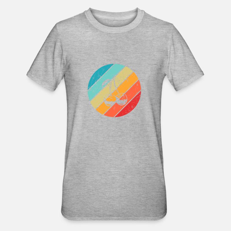 Cerise Retro Fruit Fruit Round - T-shirt polycoton Unisexe - gris chiné