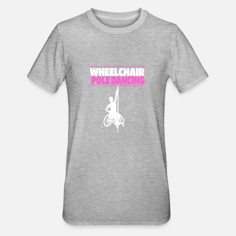 Pole Dancing Rollstuhl - Unisex Polycotton T-Shirt - Grau meliert