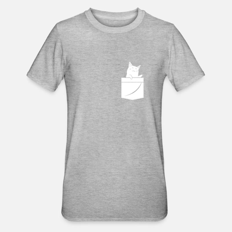 Poche de poitrine de chat - T-shirt polycoton Unisexe - gris chiné