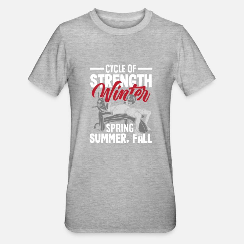Cyklus af styrke vinter, forår, sommer, efterår - Unisex polycotton T-shirt - grå meleret