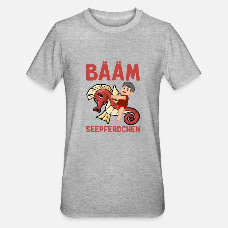 BÄÄM Seepferdchen Frühschwimmer - Unisex Polycotton T-Shirt - Grau meliert