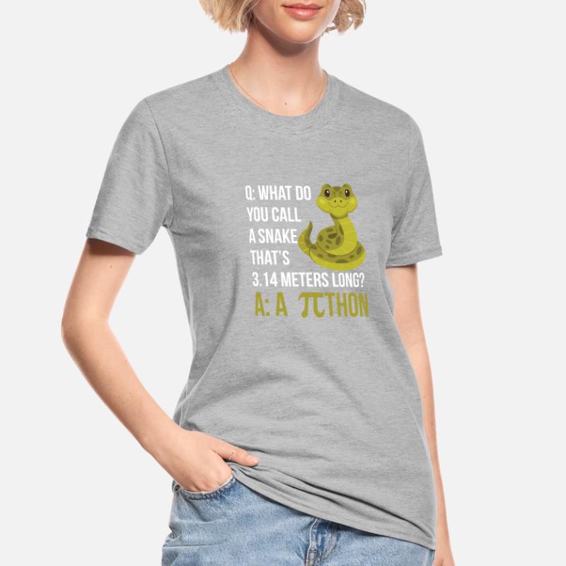 Python Pithon Pie Symbol Drôle de professeur de mathématiques Heureux T-shirt polycoton Unisexe