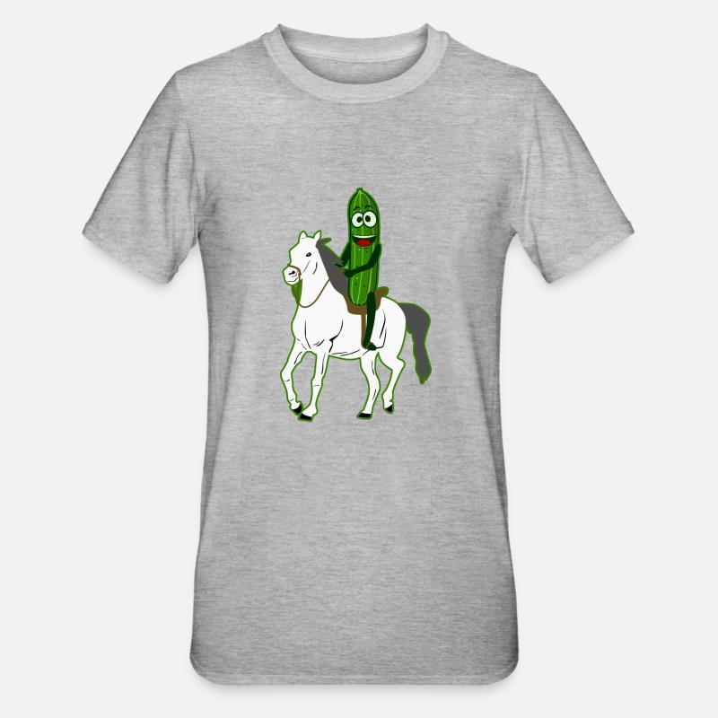 Concombre Équitation Cavalier Cavalier Concombres - T-shirt polycoton Unisexe - gris chiné