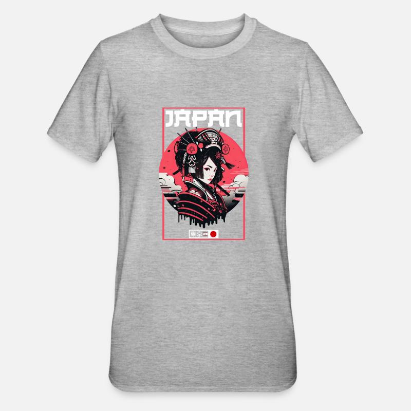 Asia 80s Japanese Retro Samurai Samurai - Unisex Polycotton T-Shirt - heather grey