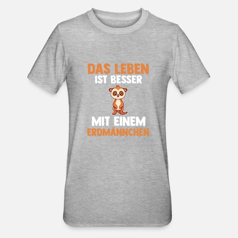 Erdmännchen - Unisex Polycotton T-Shirt - Grau meliert